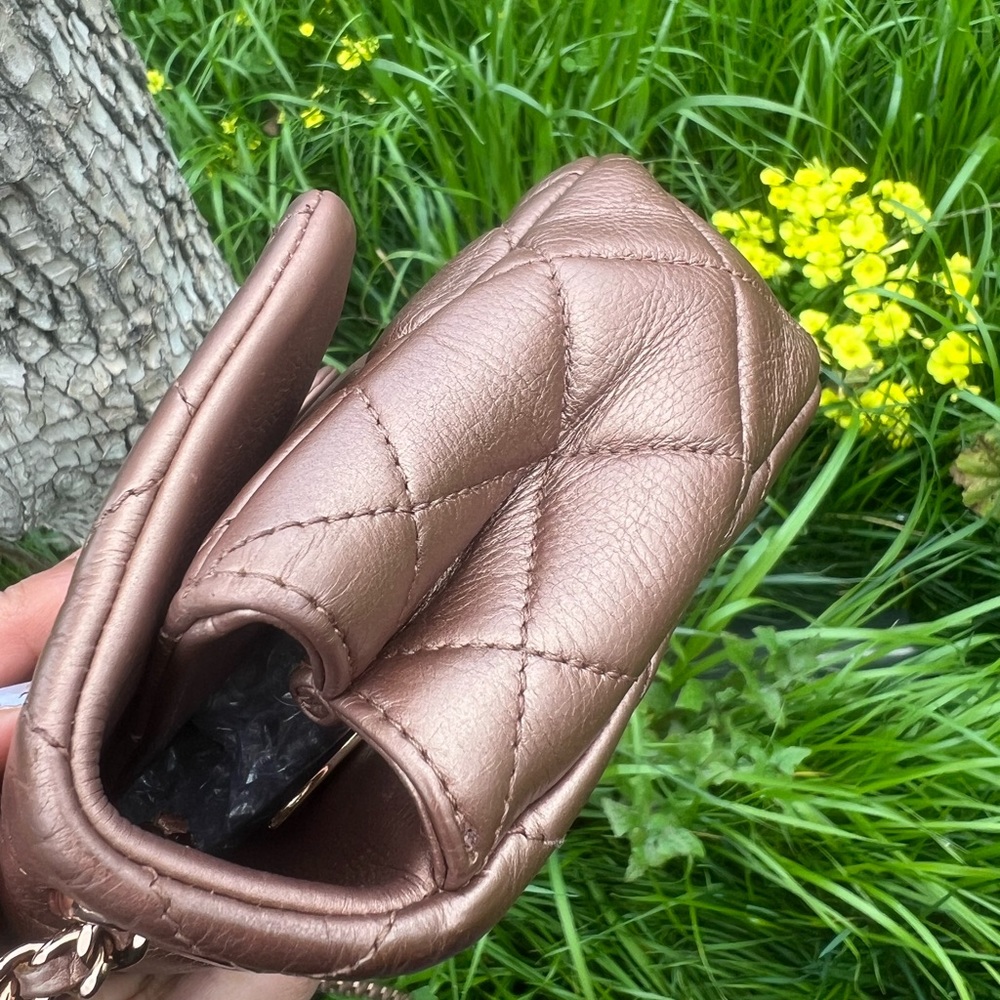 Rare🔥Chanel iridescent Mini Rectangular Bronze/Copper Flap Bag - Picture 10 of 16